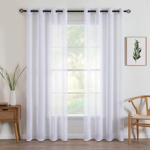 Limited-time offer: MIULEE 2 Panels Sheer Window Curtains Elegant Window Voile Panels/Drapes/Treatment for Bedroom Living Room 55" Wx102 L Grommet Top White from 13.99 GBP to 13.99 GBP (save 0%)