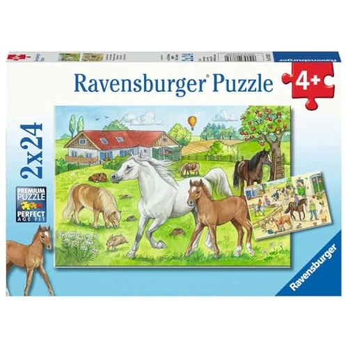 Ravensburger Kinderpuzzle - 07833 Auf dem Pferdehof - Puzzle für Kinder ab 4 Jahren, mit 2x24 Teilen