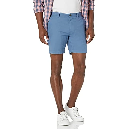 Amazon Essentials Męskie lekkie i wygodne szorty slim fit Oxford, 18 cm, niebieskie, 40 W