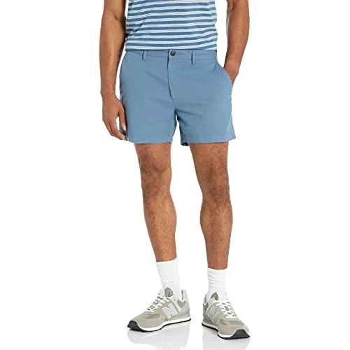 Limited-time offer: Amazon Essentials Men's Slim-Fit 5" (13cm) Lightweight Comfort Stretch Oxford Shorts, Blue, 33W from 17.80 £ to 17.80 £ (save 0.00%)