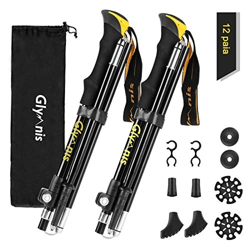 Oferta limitada: Glymnis Bastones de Senderismo Bastones Trekking Plegables 2pcs 36cm~130cm de Aleación de Aluminio 7075 y EVA para Senderismo Alpinismo Trail Viaje de 49.99 € a 49.99 € (ahorro 0.00%)