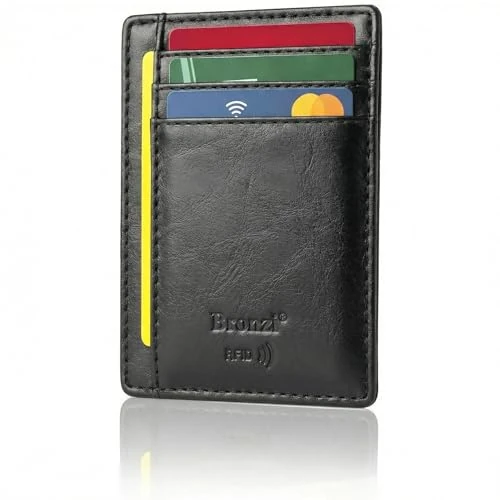 Bronzi® Geldbörse Herren | Geldbeutel Herren | Slim Wallet | Wallets for Men | Smart Wallet | RFID-Schutz | Geschenkbox - Italienische Marke (Schwarz)