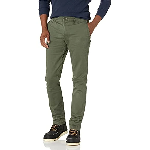 Amazon Essentials Men's Skinny-Fit Washed Comfort Stretch Chino Trousers, Olive, 31W / 36L