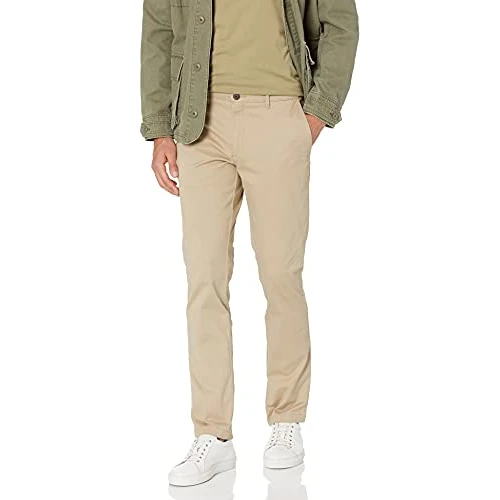 Amazon Essentials Męskie spodnie chinosy Skinny-Fit Washed Comfort Stretch (dawniej Goodthreads), jasnobrązowe khaki, 34 szer. x 31 dł