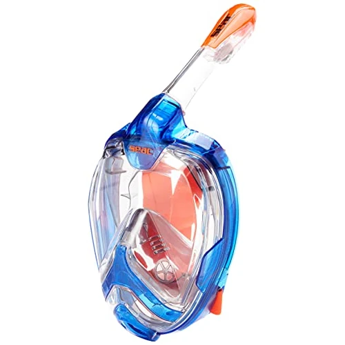 Offerta a tempo: Seac Magica, Maschera Snorkeling Full Face Integrale Anti Appannamento con Morbido Facciale in 4 Taglie, Valvola di Spurgo e Snorkel Dry Top, blu/arancione, S/M - 43% da 39.80 € a 22.69 €