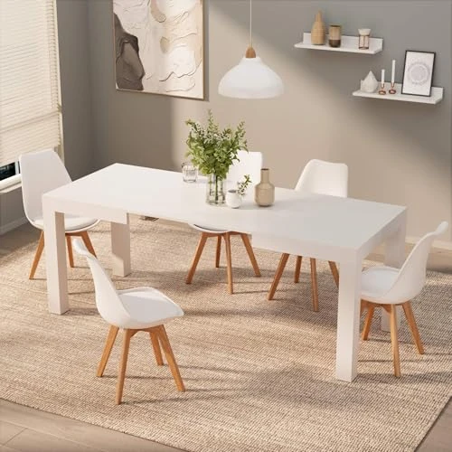 MOBILI FIVER, Table à Manger Extensible, First, 120(200) x80 cm, Frêne Blanc, pour 6-8 Personnes, Table Extensible pour Cuisine, Salon, Made in Italy