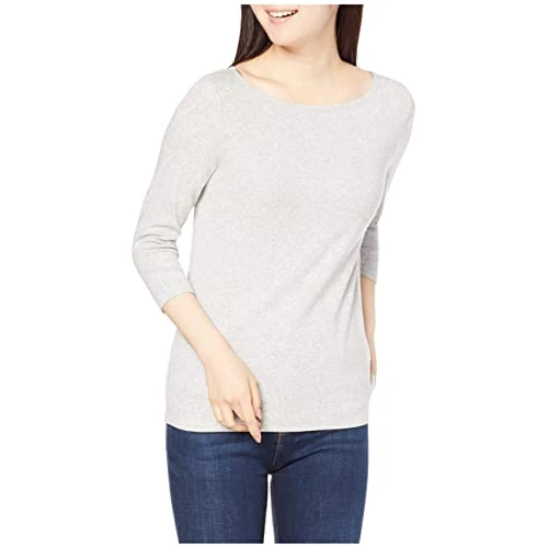 Limited-time offer: Amazon Essentials Women's Slim-Fit 3/4 Sleeve Solid Boat Neck T-Shirt, Light Grey Heather, XS from 10.10 £ to 10.10 £ (save 0.00%)