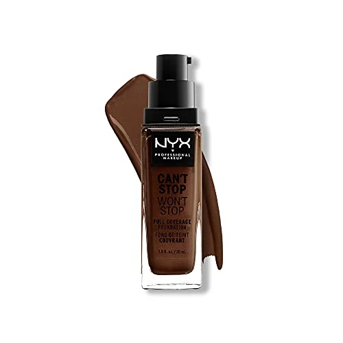 NYX Professional Makeup Can't Stop Won't Stop Full Coverage Foundation podkład do twarzy w płynie, kremowy, trwały, łatwe rozprowadzenie, 24 Deep Espresso, 30 ml