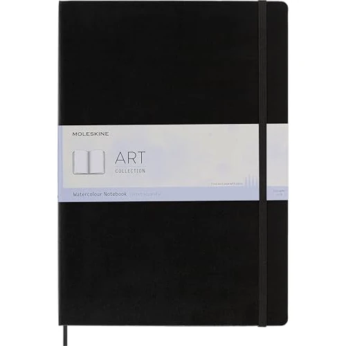 Limited offer: Moleskine 29.7 x 42 cm A3 Size Watercolour Notebook Classic Watercolour Notebook, Paper Suitable for Watercolour Pencils and Paints Hard Cover and Elastic Closure, Colour Black, 60 Pages from 41.97 EUR to 33.16 EUR (save 21%)
