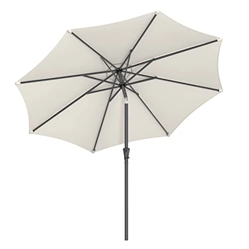 SONGMICS Parasol de Jardin 300 cm, Protection Solaire UPF 50+, Ombrelle, Inclinaison 30°, avec Manivelle, pour Terrasse, Balcon, Piscine, sans Socle, Beige GPU30BE