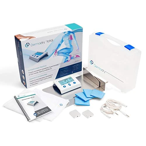 Dermadry Total - Urządzenie do jonoforezy do leczenia nadpotliwości do użytku domowego - Leczenie nadmiernej potliwości - Niedrogie, wysokiej jakości leczenie potu dłoni, stóp i pach