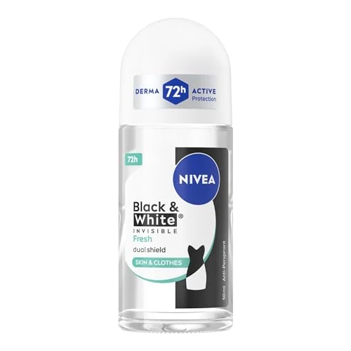 Offerta a tempo: NIVEA Black & White Invisible Fresh Roll-on 6 x 50 ml, Deodorante donna antitraspirante 72h, Deodorante roll on contro odori, sudore, residui, irritazioni e macchie, Profumo fresco e floreale - 41% da 13.74 € a 8.04 €