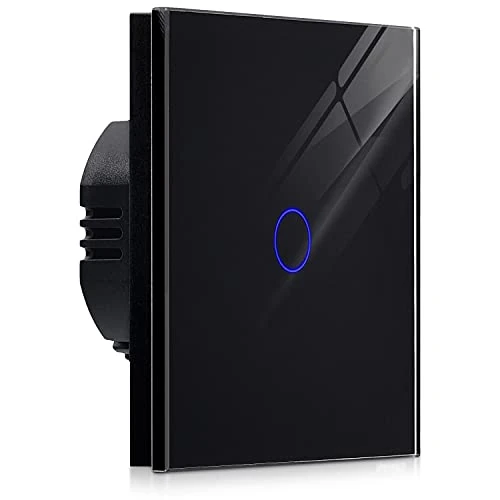 Offerta a tempo: Navaris Interruttore luce casa touch - con pannello in vetro antigraffio - Interruttore touch screen da parete per lampade indicatore LED 240V - nero - 0.00% da 10.09 € a 10.09 €