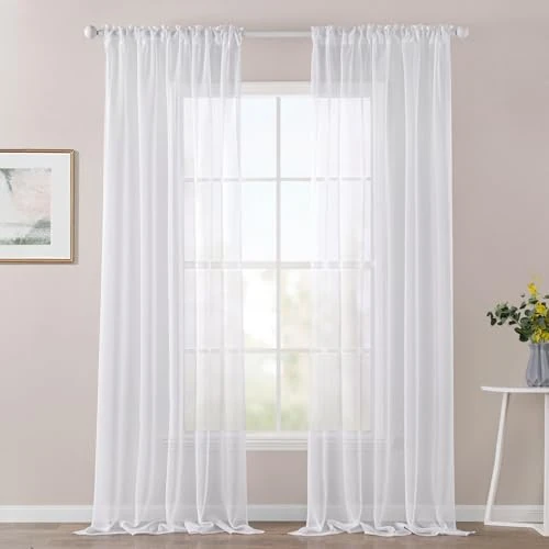 Offerta a tempo: MIULEE Tende 2 Pannelli Trasparenti in Voile con Passanti Morbidi Finestre per Camera da Letto e Soggiorno 140x260cm Bianco - 0.00% da 19.99 € a 19.99 €