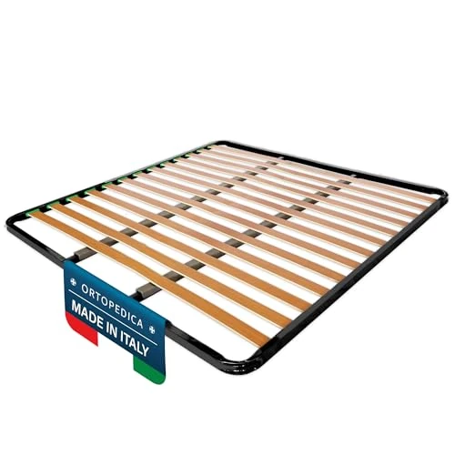 Offerta a tempo: DOLCI SOGNI - Rete Letto Matrimoniale 160x190 Ortopedica a Doghe di Legno, Senza Piedi da Incasso con Doppia Barra Centrale di Rinforzo, Struttura in Ferro, 100% Made in Italy - 0.00% da 114.90 € a 114.90 €