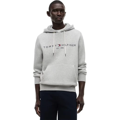 Offre limitée : Tommy Hilfiger Sweat à Capuche Homme Core Tommy Logo avec Capuche, Gris (Cloud Heather), XXL de 119.90 € à 49.90 € (58% de remise)