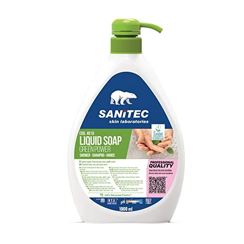 Sanitec Green Power Sapone Liquido, Ecologico, Corpo e Capelli, Delicato Profumo Floreale, 1000 ml
