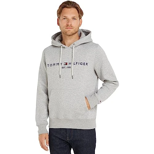 Limitiertes Angebot: Tommy Hilfiger Herren Hoodie Core Tommy Logo mit Kapuze, Grau (Cloud Heather), S von 119.90 EUR auf 69.10 EUR (Spare 42%)