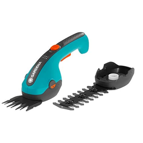 Gardena 09854-20 - Set di Cesoie per Erba e Arbusti a Batteria ClassicCut, Turchese, Nero, Arancione