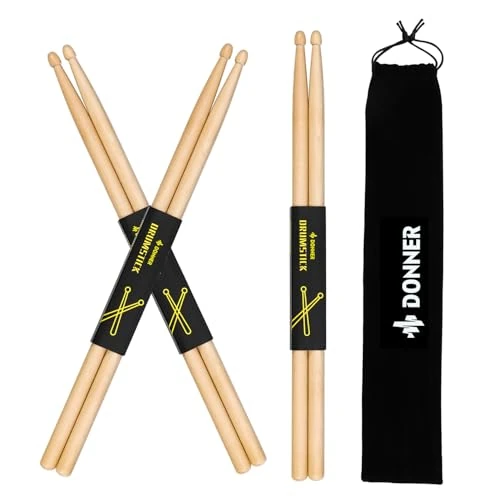 Limited-time offer: Donner Drum Sticks 5A Classic Maple Wood 3 Pair with Carrying Bag from 11.75 £ to 11.75 £ (save 0.00%)