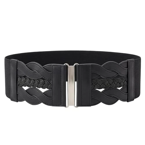 Offerta a tempo: BlackButterfly 7.5 CM Waspie Elastico Vintage Intrecciato Cintura (Nero, L) - 42.13% da 18.99 € a 10.99 €
