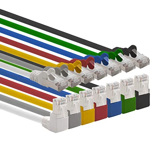 Offerta a tempo: 1aTTack.de 2m CAT6 Cavo di rete RJ45 angolato 90°, 7 pezzi - 7 colori - 0.00% da 23.46 € a 23.46 €