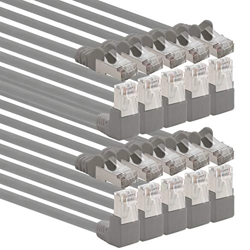 Offerta a tempo: 1aTTack.de 366131 Cavo di rete Cat.6 angolo 90 gradi 0,5m - grigio - confezione da 10 - Cavo patch Cat6 (SFTP PIMF) 1000Mbit/s connettore Rj 45-10 x 0,5m metri grigio - 25% da 24.95 € a 18.60 €