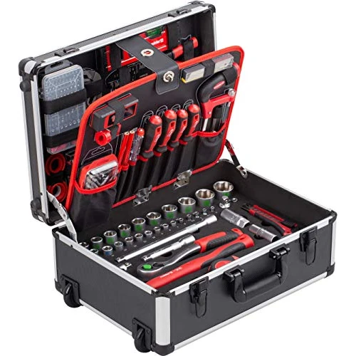 Offerta a tempo: Meister Trolley attrezzi 238 pezzi - Set utensili - Ruote, manico telescopico / Valigetta attrezzi completa / Cassetta su ruote / Scatola utensili professionale / 8971480 - 0.00% da 318.92 € a 318.92 €