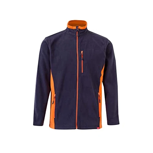 Velilla 201504; Chaqueta polar bicolor; color Azul Navy y Naranja; Talla 3XL