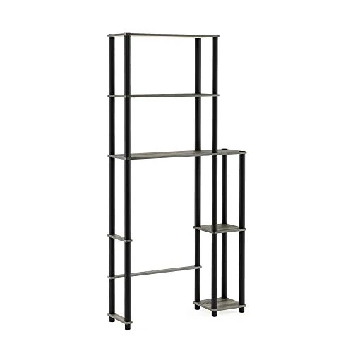 Tijdelijke aanbieding: Furinno Turn-N-Tube over het toilet opslag, 5 planken badkamer organizer ruimtebesparend rek, Frans eiken grijs/zwart van 69.83 € naar 69.83 € (0.00% korting)