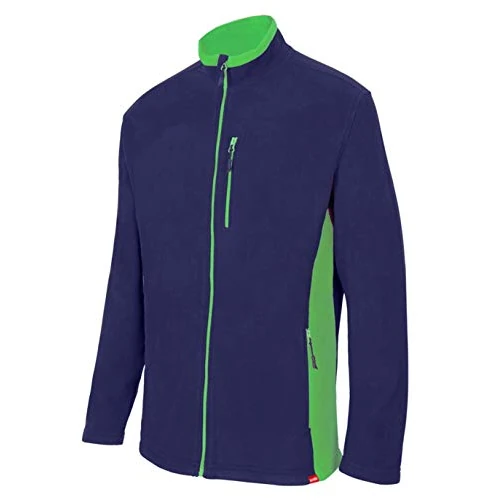 VELILLA 201504; tweekleurige fleecejas; marineblauw en limoengroen; maat 3XL