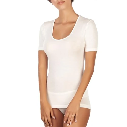 EGI Maglia Donna Lana Seta Mezza Manica paricollo Intimo Caldo Termico Elegante Made in Italy, Art. 142 (6b)
