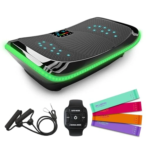 Zeitlich begrenztes Angebot: Bluefin® 4D-Vibrationsplatte-Trainingsgerät zum Abnehmen, für die Muskelregeneration und Lymphdrainage, 3 Motoren mit Widerstandsbändern & Zugseilen für EIN effektives Ganzkörpertraining von 489.00 € auf 399.99 € (18% Rabatt)