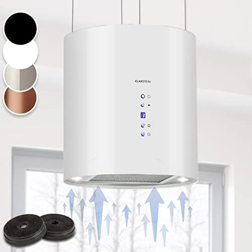 Offerta a tempo: Klarstein Cappa Sospesa per Isola Cucina a Candelabro con LED Sottopensile, Flusso d'Aria di 558m³/h, con Filtri Antigrasso, con Filtri a Carboni Attivi - 25% da 238.99 € a 179.36 €