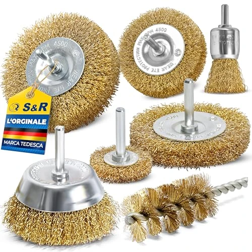 Tijdelijke aanbieding: S&R draadborstelset - 7-delig - staaldraad, ronde schacht 6mm - schijf-, kom- en buisborstels voor ontroesten, polijsten en oppervlaktebehandeling van hout, metaal en staal van 16.49 € naar 16.49 € (0.00% korting)