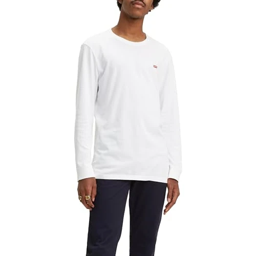 Limited-time offer: Levi's Men's Long-Sleeve Original Housemark Tee T-Shirt, Cotton + Patch White, M from 30.32 GBP to 16.21 GBP (save 47%)