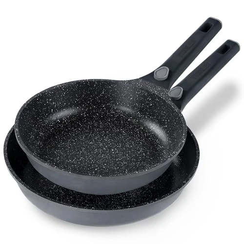 Offre limitée : STONELINE SMART Set de poêles 2 pièces 24/28 cm, Grande poêle en fonte d'aluminium, Poignée amovible, Poêle induction, Tous feux, Revêtement antiadhésif avec vraies particules de pierre, Gris de 110.95 € à 110.95 € (0.00% de remise)