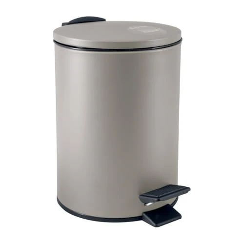 SPIRELLA - Pedalemmers Model Adelar - Mat Staal - Stille Slow Close Mechanisme - Vingerafdrukbestendige Coating - Modern en Elegant Ontwerp - Mat Taupe - 3L