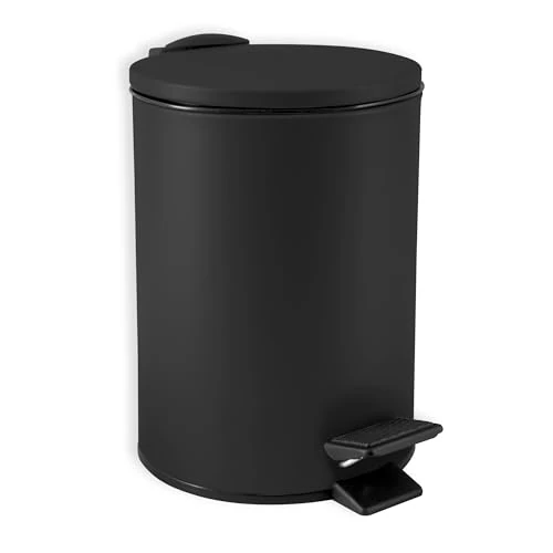 Offerta a tempo: Spirella - Cestino a Pedale Adelar - Acciaio Opaco - Meccanismo Slow Close Silenzioso - Rivestimento Anti-Tracce - Design Moderno ed Elegante - Nero Opaco - 3L - 22% da 22.95 € a 17.81 €