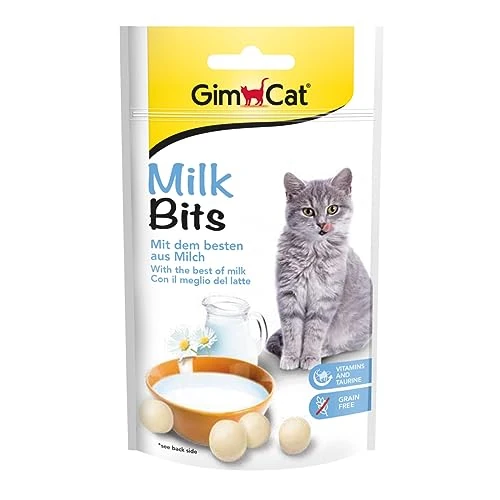 Offerta a tempo: GimCat Milk Bits, Snack per gatti senza cereali e ricco di vitamine, con i boni ingredienti dal latte, Confezione da 8, 8 x 40 g - 28% da 12.02 € a 8.67 €