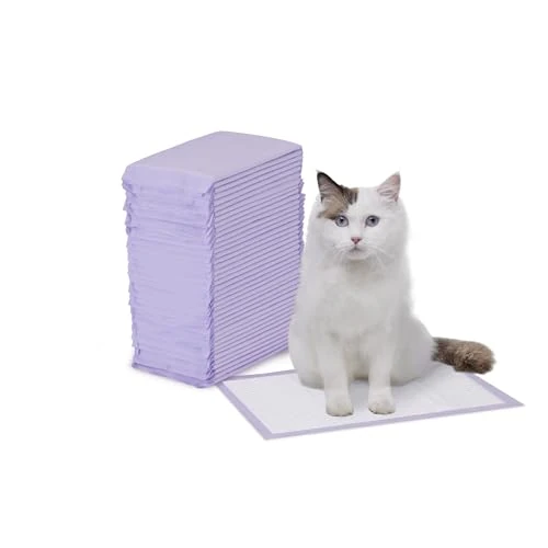 Amazon Basics Lot de 40 Tapis pour bac de litière pour Chat, sans Parfum, Violet, Blanc