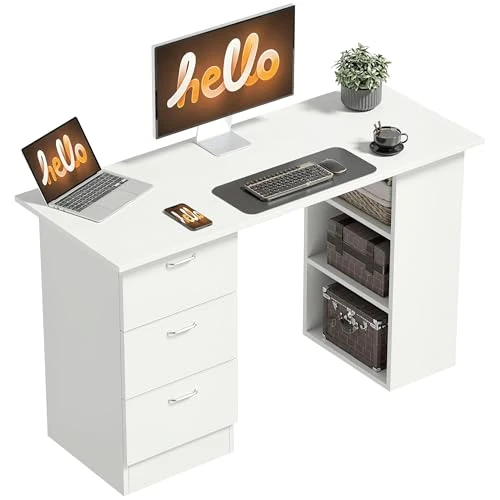 Offerta a tempo: HOMCOM Scrivania con 3 Cassetti e 3 Ripiani 120x49x72 cm Bianco - 10% da 88.95 € a 80.05 €