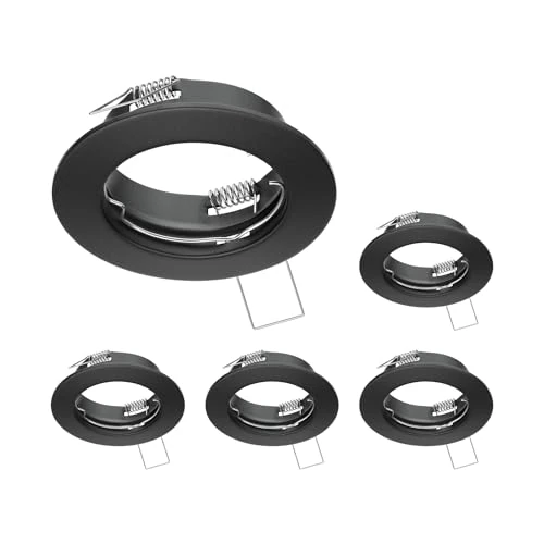 ledscom.de 5 uds. marco empotrable en techo FERE, redondo, negro mate