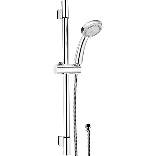 Cornat Fit TECB3451 Shower Head 85.5 mm - 3 Jet Types: Normal, Soft and Massage Jet - Anti-Limescale and Water-Saving Insert - 150 cm Shower Hose - 60 cm Wall Bar/Shower System