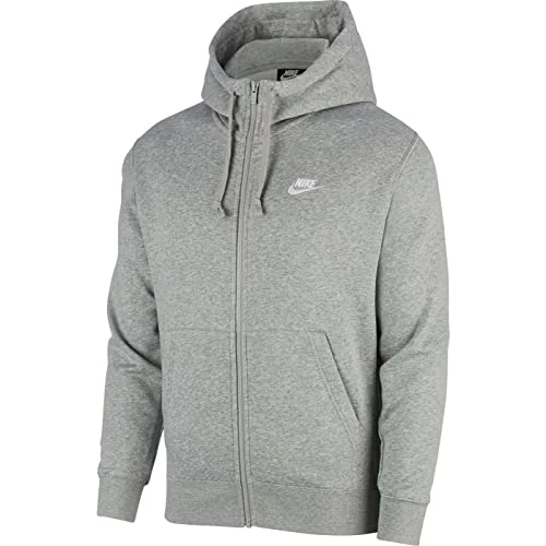 Oferta limitada: Nike M NSW Club Hoodie FZ BB Sweatshirt, Hombre, dk Grey Heather/Matte Silver/(White), XS de 74.99 EUR a 53.99 EUR (ahorro 28%)