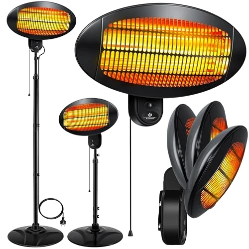 Zeitlich begrenztes Angebot: KESSER® Infrarot Wickeltischstrahler Wärmelampe für Baby, 2000W Heizlüfter Standgerät | Wandmontage Heizstrahler, mit Kippsicherung, 3 Stufen Rotlicht Heizung, Indoor Outdoor, Stand | Wand, schwarz von 69.80 € auf 54.80 € (21%
