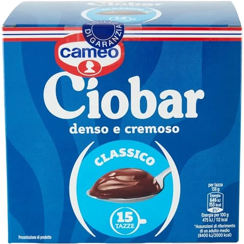 Cameo Ciobar Classico Cioccolata Calda, Miscela per Bevanda al Gusto di Cioccolato Densa e Cremosa per 15 Tazze, Adatta alla Preparazione Vegana, Confezione da 15 Buste da 25 g cadauna, Totale 375 g