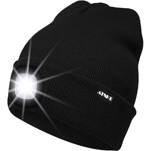 Limited-time offer: ATNKE LED Lighted Beanie Cap,USB Rechargeable Running Hat Ultra Bright 4 LED Waterproof Light Winter Warm Gifts for Men and Women/Black from 11.99 £ to 11.99 £ (save 0.00%)