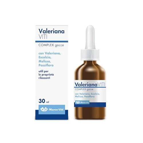 Valeriana Viti - Complex Gocce, 30 ml, Integratore, Proprietà Calmanti e Rilassanti, con Escolzia e Melissa, Favorisce il Sonno, Senza Glutine