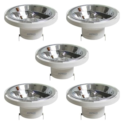 SIGMALED LIGTHING - SPOT LED AR111 G53 14W (équivalent 120W halogène) - 1050 lumens - Blanc Naturel 4000K - 12V DC/AC - Ampoule AR111 - LOT de 5 SPOTS